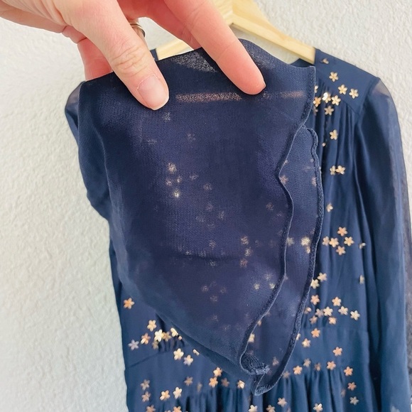 French Connection Navy Star Sequin Long Sleeve Sheer Dress - Picture 12 of 16